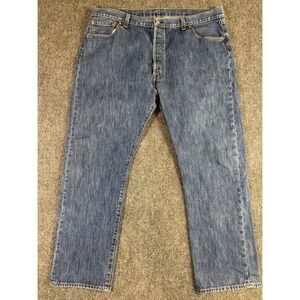 Levis Jeans Mens 44x32 501 Button Fly Denim Classic‎ Blue Straight Leg